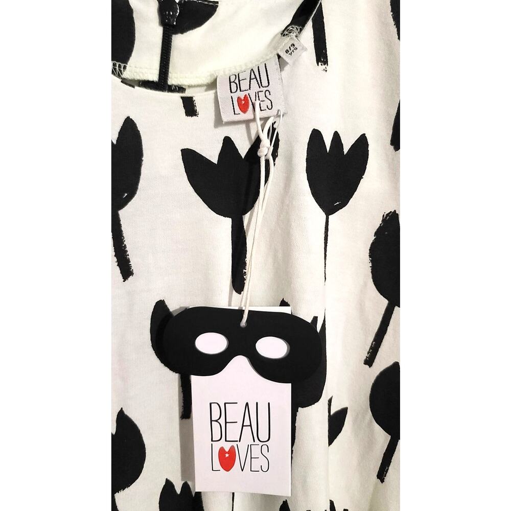 Beau Loves Tulip Floral Short Sleeve Crewneck Hi-Low Hem Cotton Dress 8/9 NEW - Picture 4 of 9